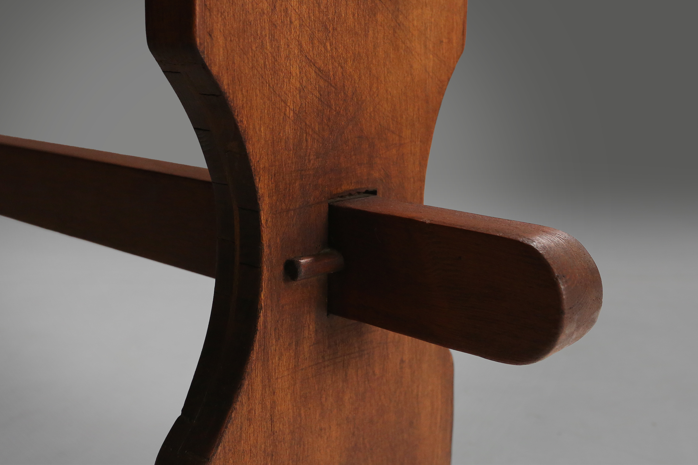 Rustic Wooden Bench with Blue Top, France, 1930sthumbnail